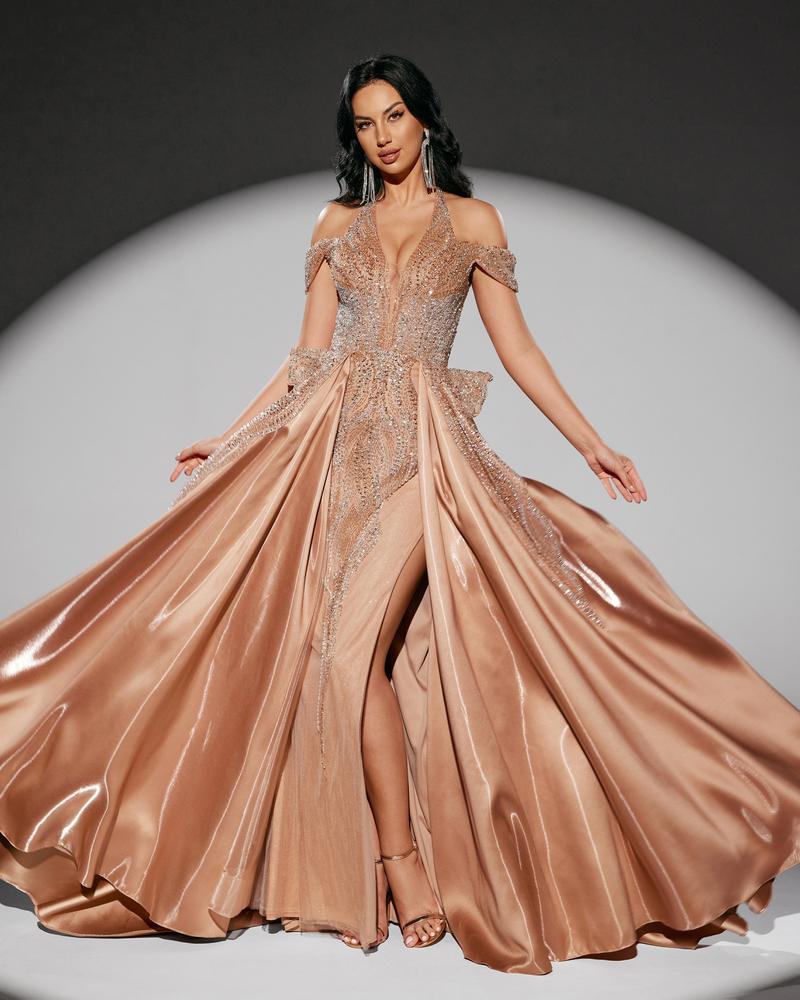 JMT-793354 Elegant Golden Evening Dress for Women - Style SH0218