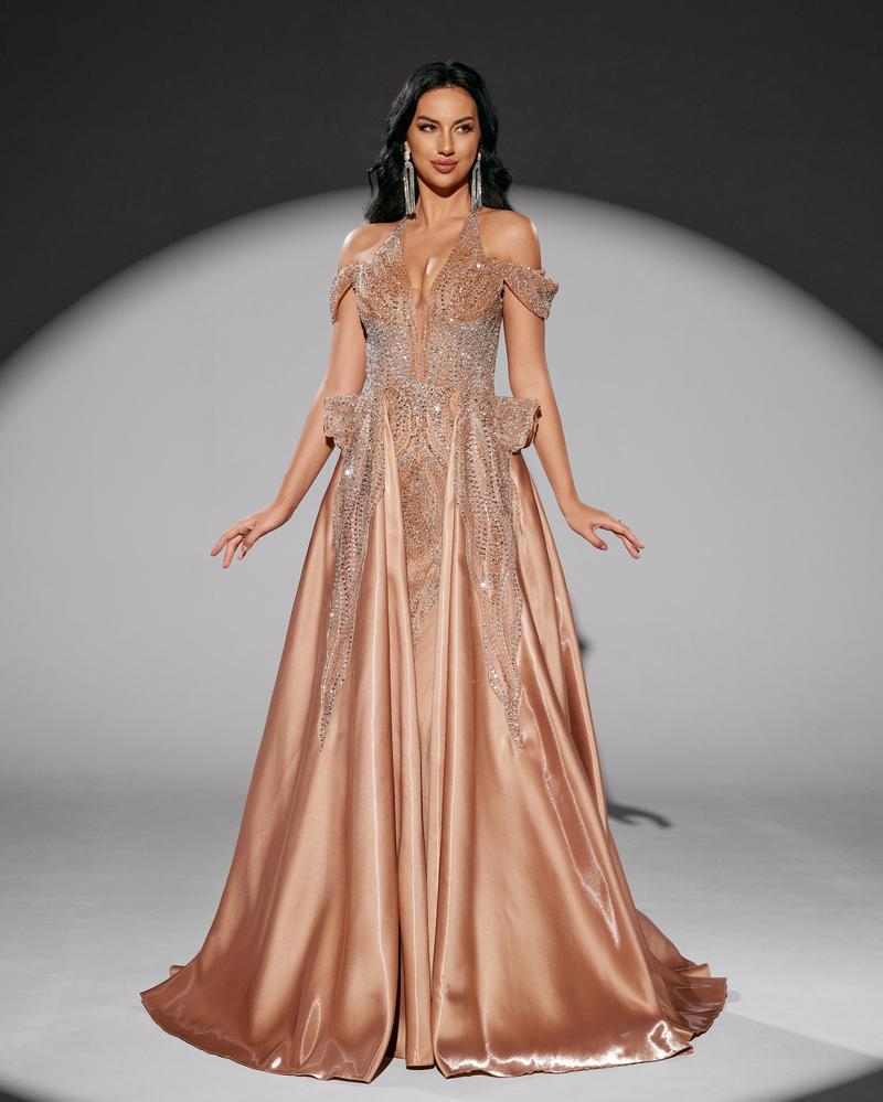 JMT-793354 Elegant Golden Evening Dress for Women - Style SH0218