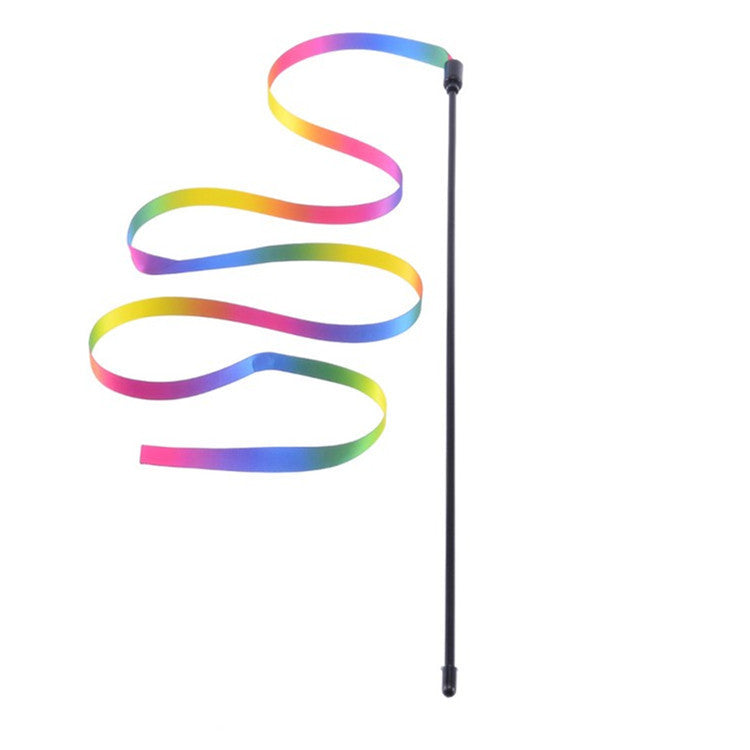 JMT-793418 Rainbow Ribbon Cat Teaser Stick - Interactive Plush Toy for Cats, Available in 60cm and 120cm Lengths