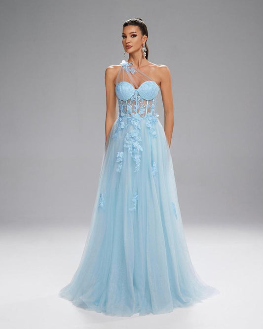 JMT-793674 Elegant Blue Evening Dress for Women, Stylish and Sophisticated Design