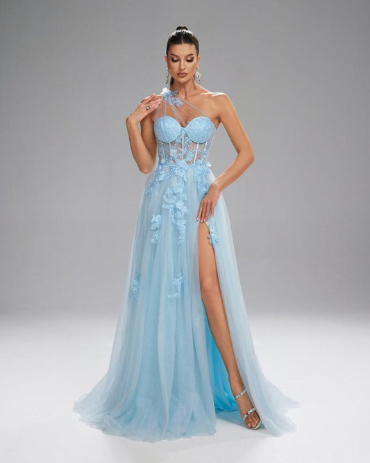 JMT-793674 Elegant Blue Evening Dress for Women, Stylish and Sophisticated Design