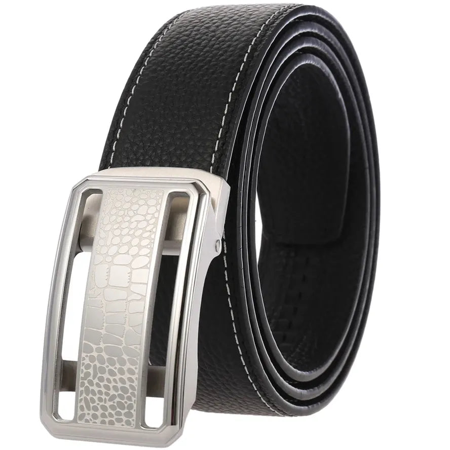 JMT-794186 Stainless Steel Buckle Cowhide Leather Belt - Model LY36-61344-5