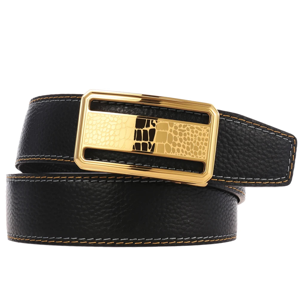 JMT-794186 Stainless Steel Buckle Cowhide Leather Belt - Model LY36-61344-5