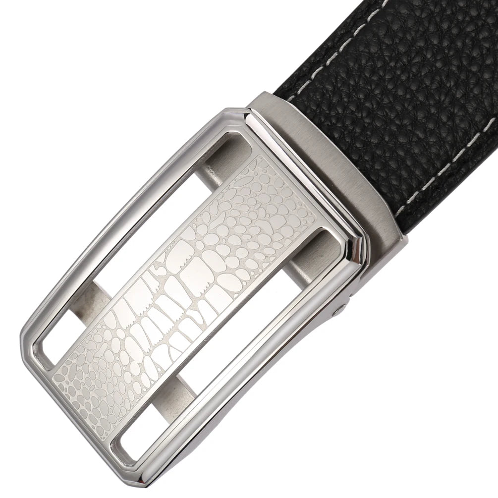 JMT-794186 Stainless Steel Buckle Cowhide Leather Belt - Model LY36-61344-5