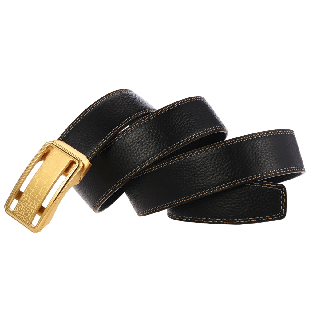 JMT-794186 Stainless Steel Buckle Cowhide Leather Belt - Model LY36-61344-5