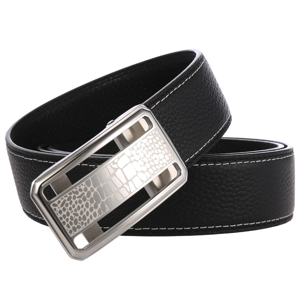JMT-794186 Stainless Steel Buckle Cowhide Leather Belt - Model LY36-61344-5