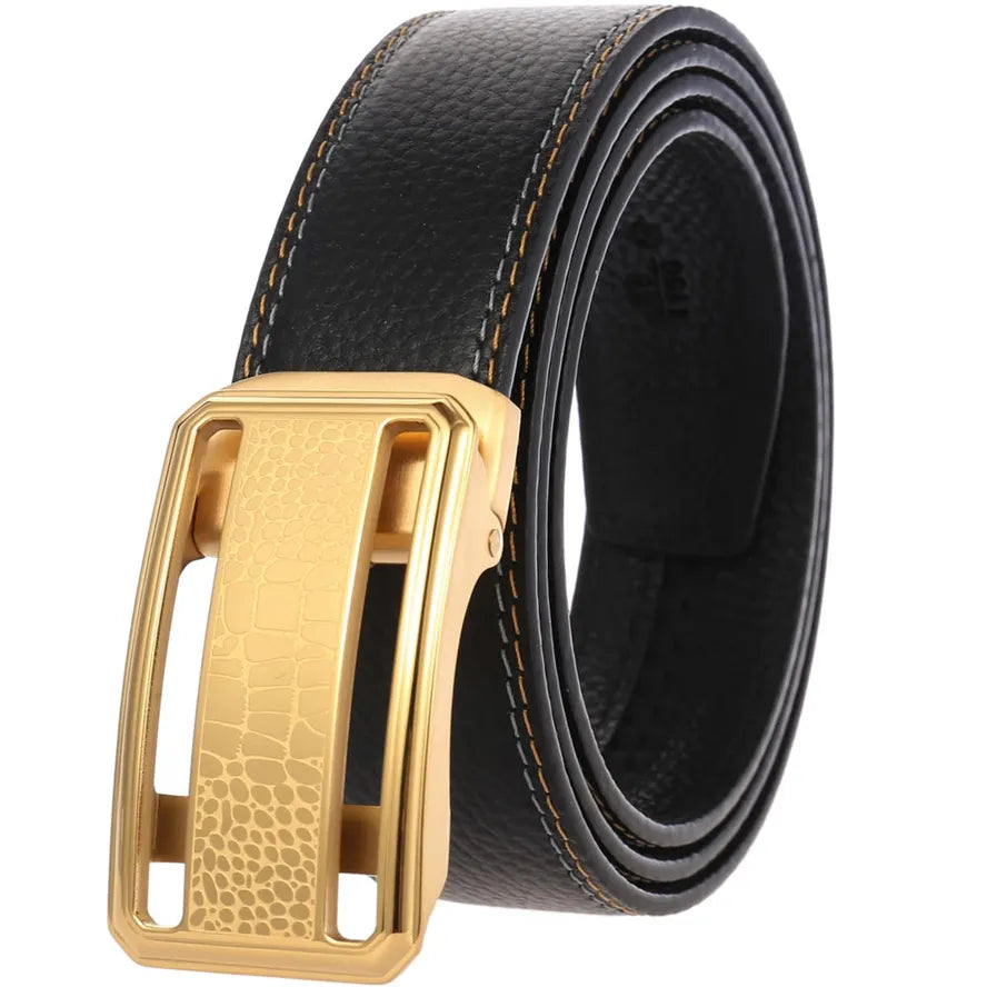 JMT-794186 Stainless Steel Buckle Cowhide Leather Belt - Model LY36-61344-5