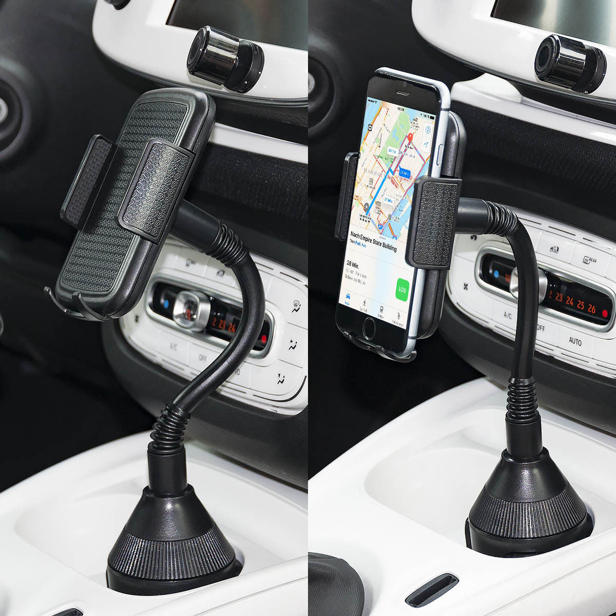 JMT-794442 360° Rotating Car Cup Holder and Mobile Phone Holder Model 090-080B, Adjustable & Durable with Foam Protection