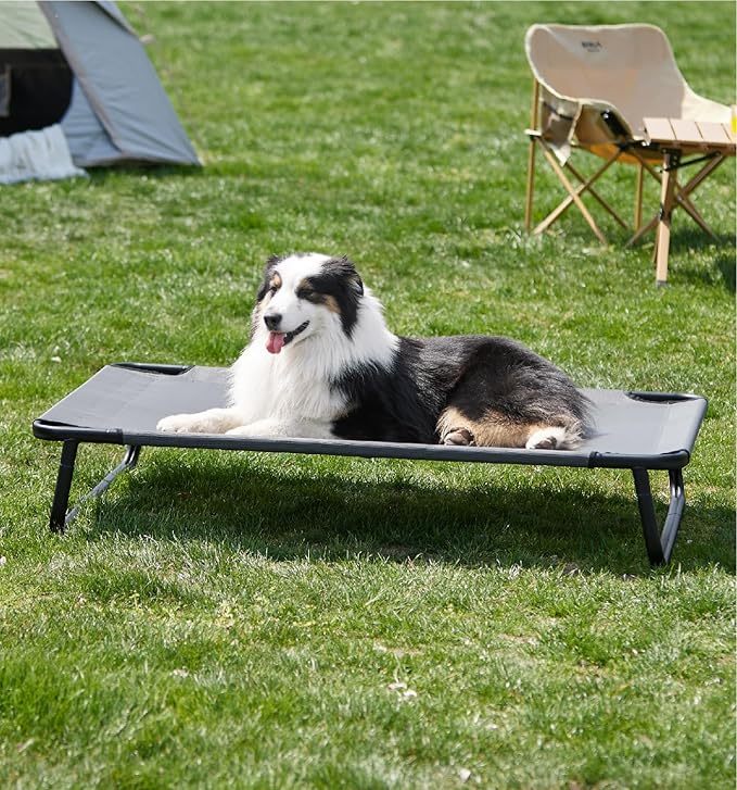 JMT-794442 Elevated Large Dog Outdoor Bed with Adjustable Buckle Legs, Washable Mesh Cover, Non-Slip Feet, Durable, Indoor & Outdoor Use