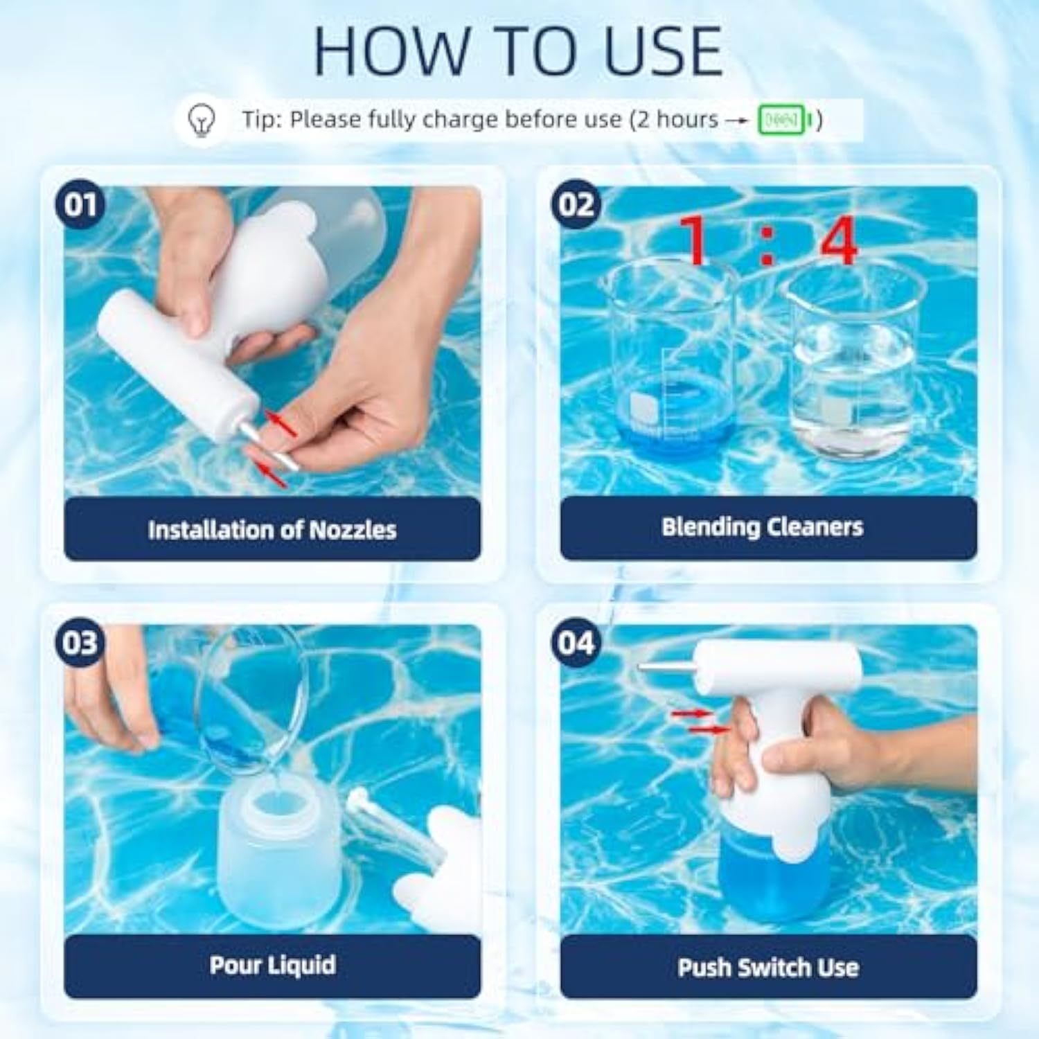 JMT-794506 Electric Foam Soap Dispenser for Pet Cleaning with Rechargeable Battery and Dual Nozzle System