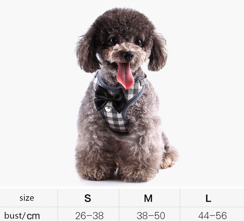 JMT-794762 Small Dog Leash with Chest Strap - Available in Red, Black, and Dark Blue Lattice, Sizes S to L