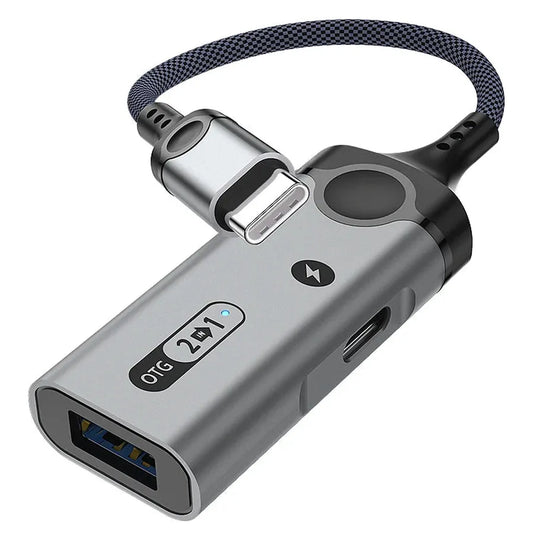 JMT-795082 2-in-1 USB to Type C Fast Charging Adapter for USB Flash Drive and Mobile Devices