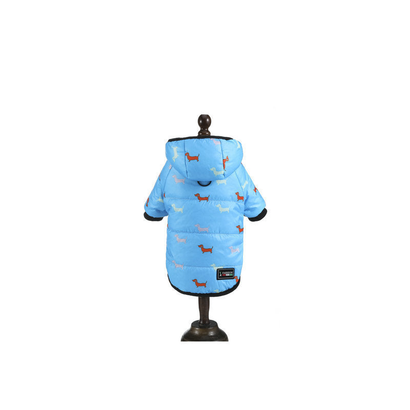 JMT-795210 Puppy Pattern Cotton Two-Legged Clothing for Pets in Blue, Black, and Gray