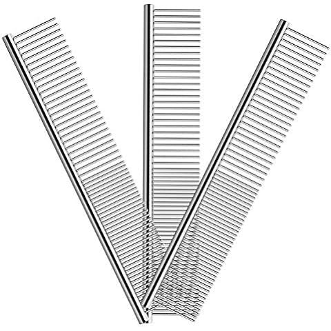 JMT-795402 Stainless Steel Pet Grooming Comb with Rounded Ends for Tangle and Knot Removal in Dogs and Cats