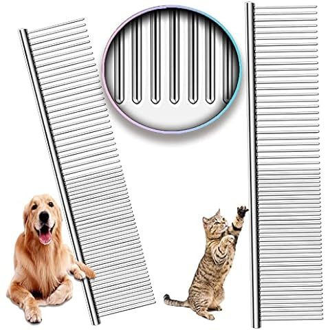 JMT-795402 Stainless Steel Pet Grooming Comb with Rounded Ends for Tangle and Knot Removal in Dogs and Cats