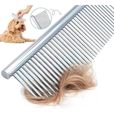 JMT-795402 Stainless Steel Pet Grooming Comb with Rounded Ends for Tangle and Knot Removal in Dogs and Cats