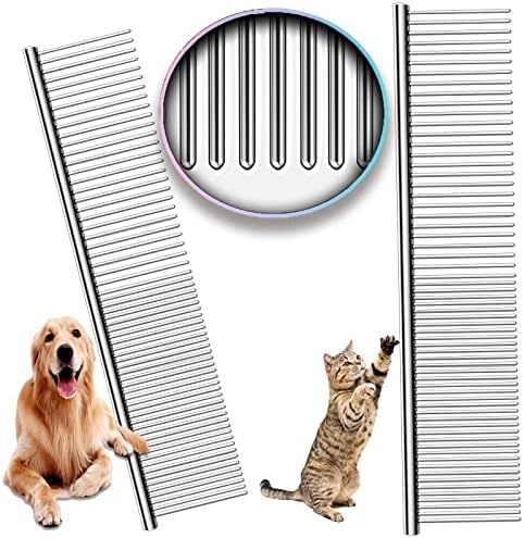 JMT-795402 Stainless Steel Pet Grooming Comb with Rounded Ends for Tangle and Knot Removal in Dogs and Cats