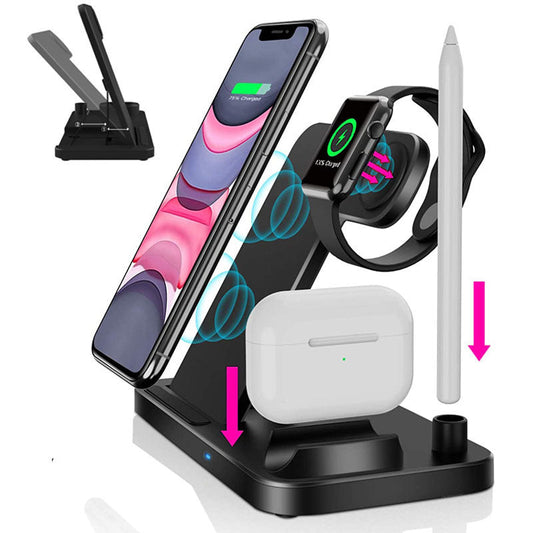 JMT-795594 4-in-1 Wireless Charger, Quick Charge 15W, Portable & Versatile Charging for Apple Devices, USB Interface, Available in Multiple Colors