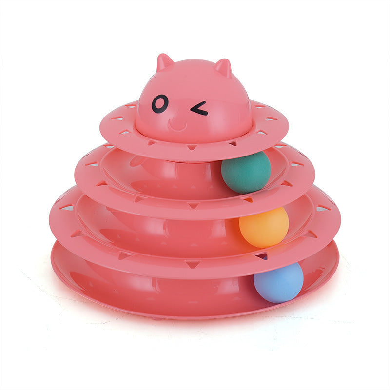 JMT-795722 Three-Tier Sounding Cat Toy with Interactive Features - Durable PP Construction