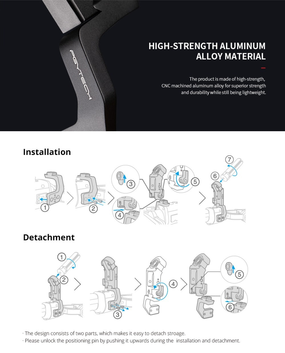 JMT-796106 Pot Holder Plus for Ronin S/SC Handheld Gimbal - Aluminum Alloy Accessory