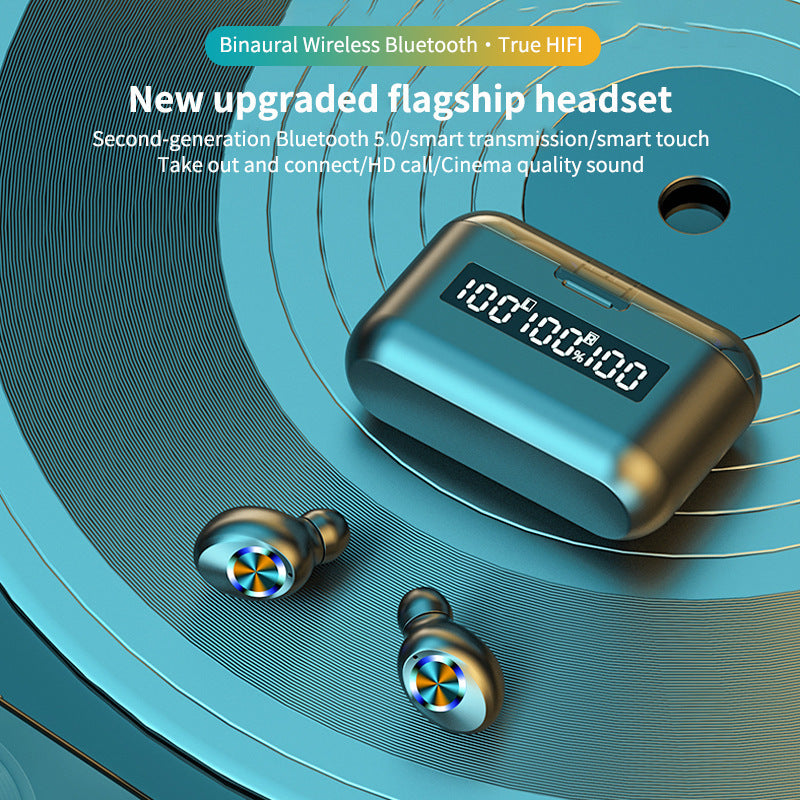 JMT-796554 Touch-Controlled In-Ear Bluetooth Headset with Battery Level Display - Black/White