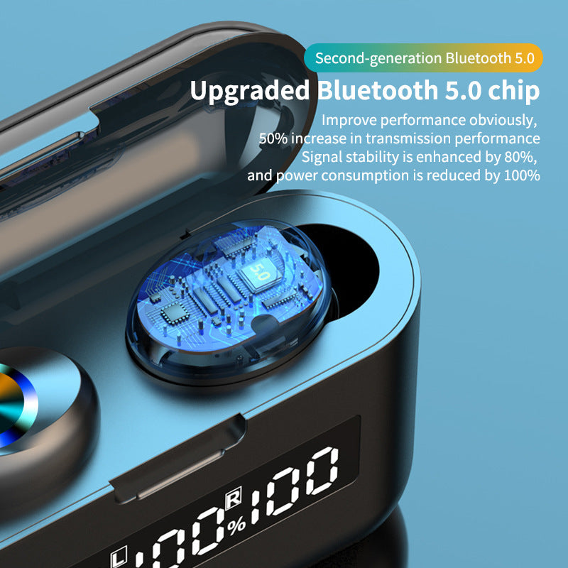 JMT-796554 Touch-Controlled In-Ear Bluetooth Headset with Battery Level Display - Black/White