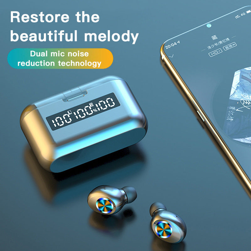 JMT-796554 Touch-Controlled In-Ear Bluetooth Headset with Battery Level Display - Black/White