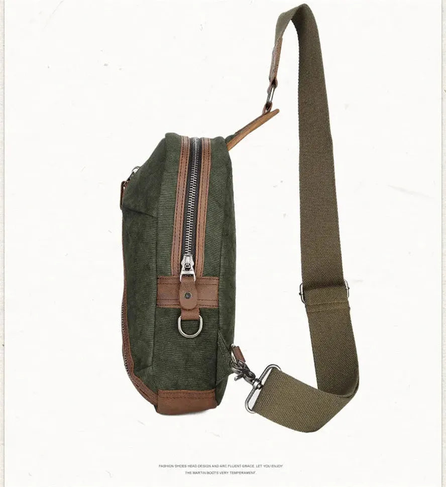 JMT-796618 Custom Men's Canvas Shoulder Holster Bag with Cowhide Accents - Model 8065