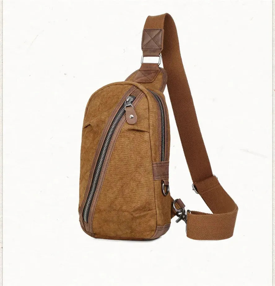 JMT-796618 Custom Men's Canvas Shoulder Holster Bag with Cowhide Accents - Model 8065