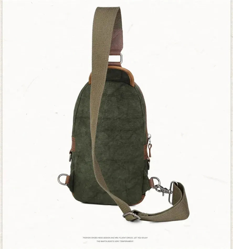 JMT-796618 Custom Men's Canvas Shoulder Holster Bag with Cowhide Accents - Model 8065