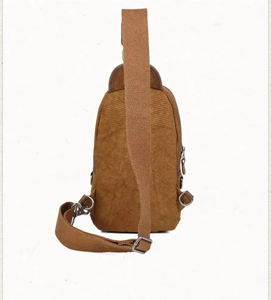JMT-796618 Custom Men's Canvas Shoulder Holster Bag with Cowhide Accents - Model 8065