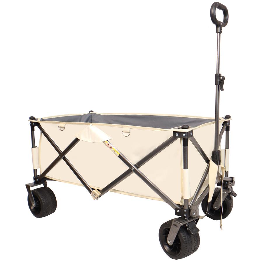 JMT-796618 Heavy-Duty Folding Beach Cart with Large Wheels, Adjustable Handles, and Drink Holders for Outdoor Activities