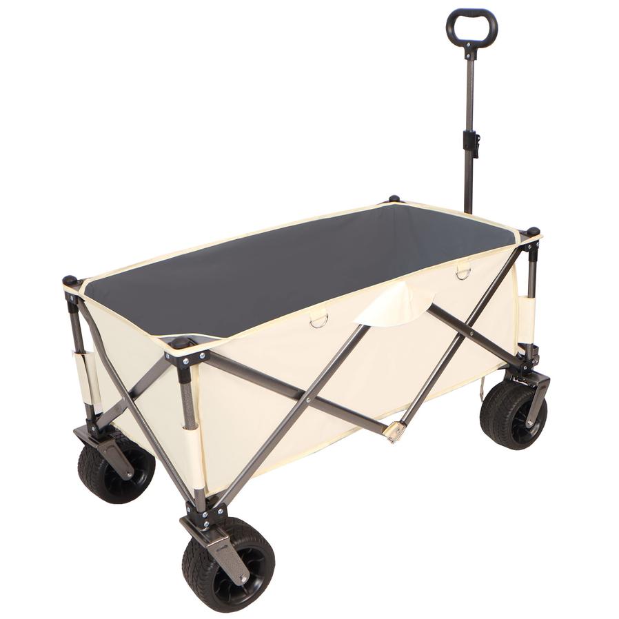 JMT-796618 Heavy-Duty Folding Beach Cart with Large Wheels, Adjustable Handles, and Drink Holders for Outdoor Activities
