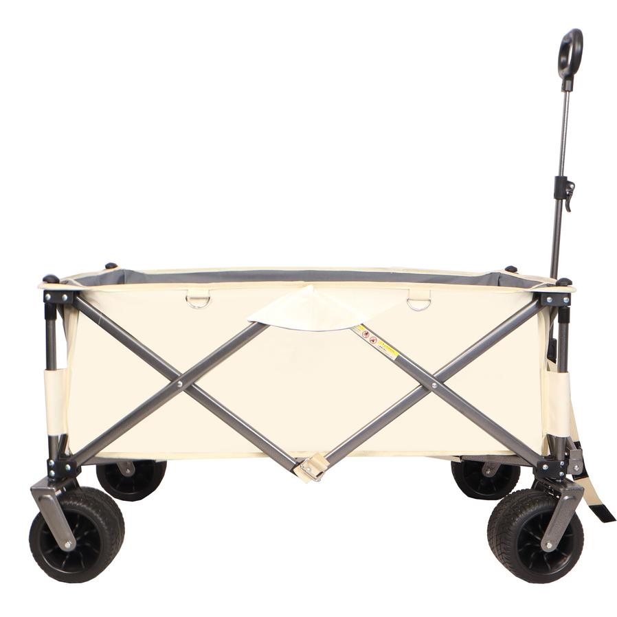 JMT-796618 Heavy-Duty Folding Beach Cart with Large Wheels, Adjustable Handles, and Drink Holders for Outdoor Activities