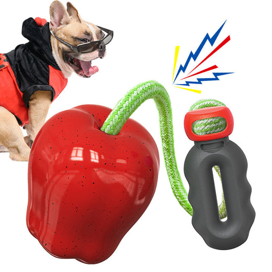 JMT-796874 Dog Molar Outdoor Toy - Squeaky Apple Design in Green and Red