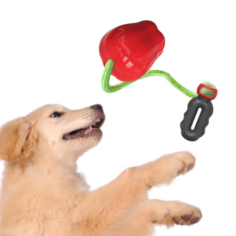 JMT-796874 Dog Molar Outdoor Toy - Squeaky Apple Design in Green and Red