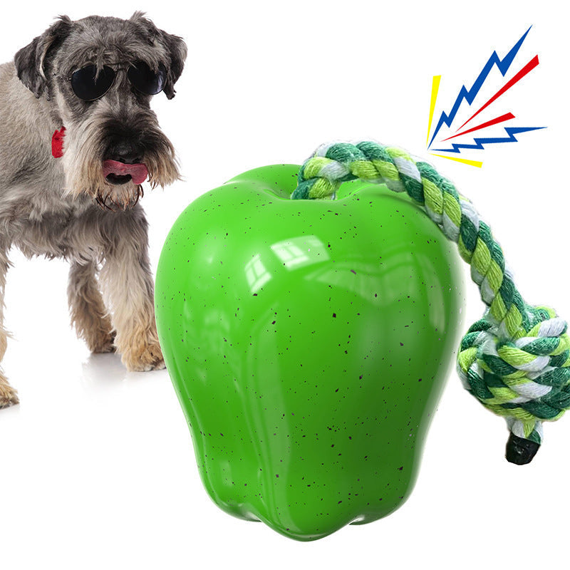 JMT-796874 Dog Molar Outdoor Toy - Squeaky Apple Design in Green and Red