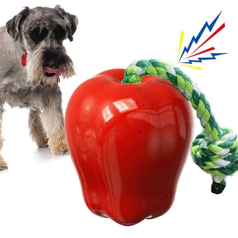 JMT-796874 Dog Molar Outdoor Toy - Squeaky Apple Design in Green and Red