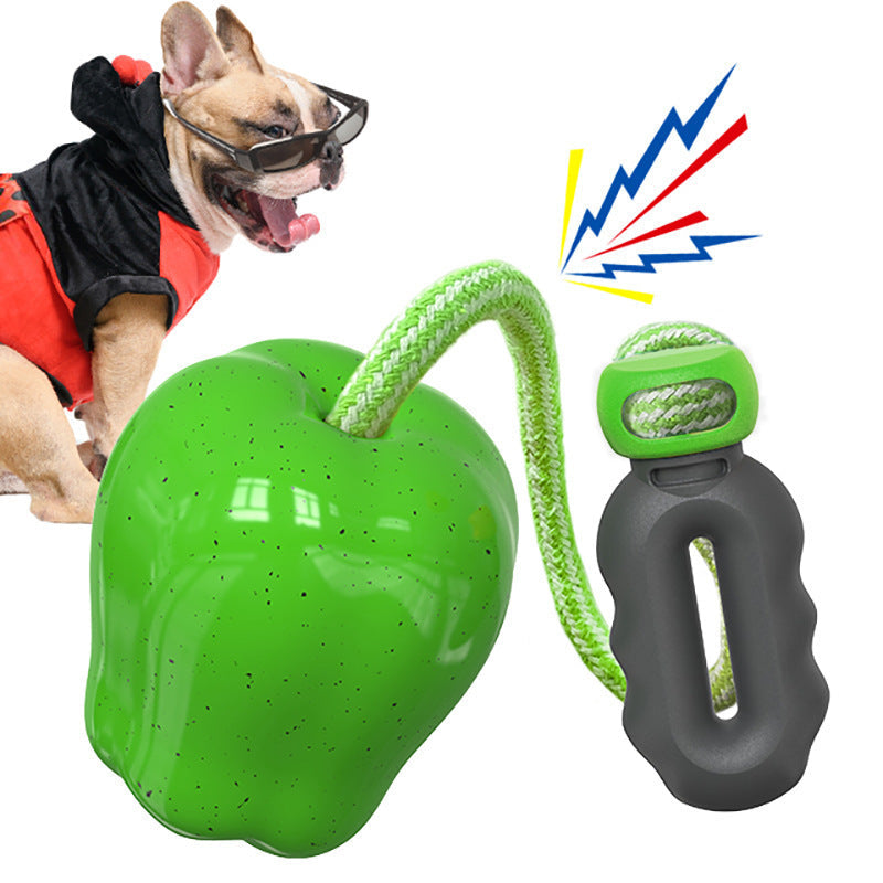 JMT-796874 Dog Molar Outdoor Toy - Squeaky Apple Design in Green and Red