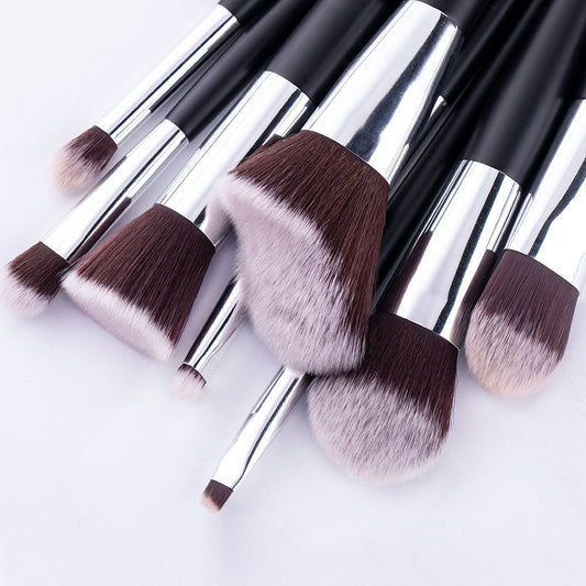 JMT-797002 10-Piece Wavy Makeup Brush Set for Loose Powder, Blush, and Eye Shadow in PU Case