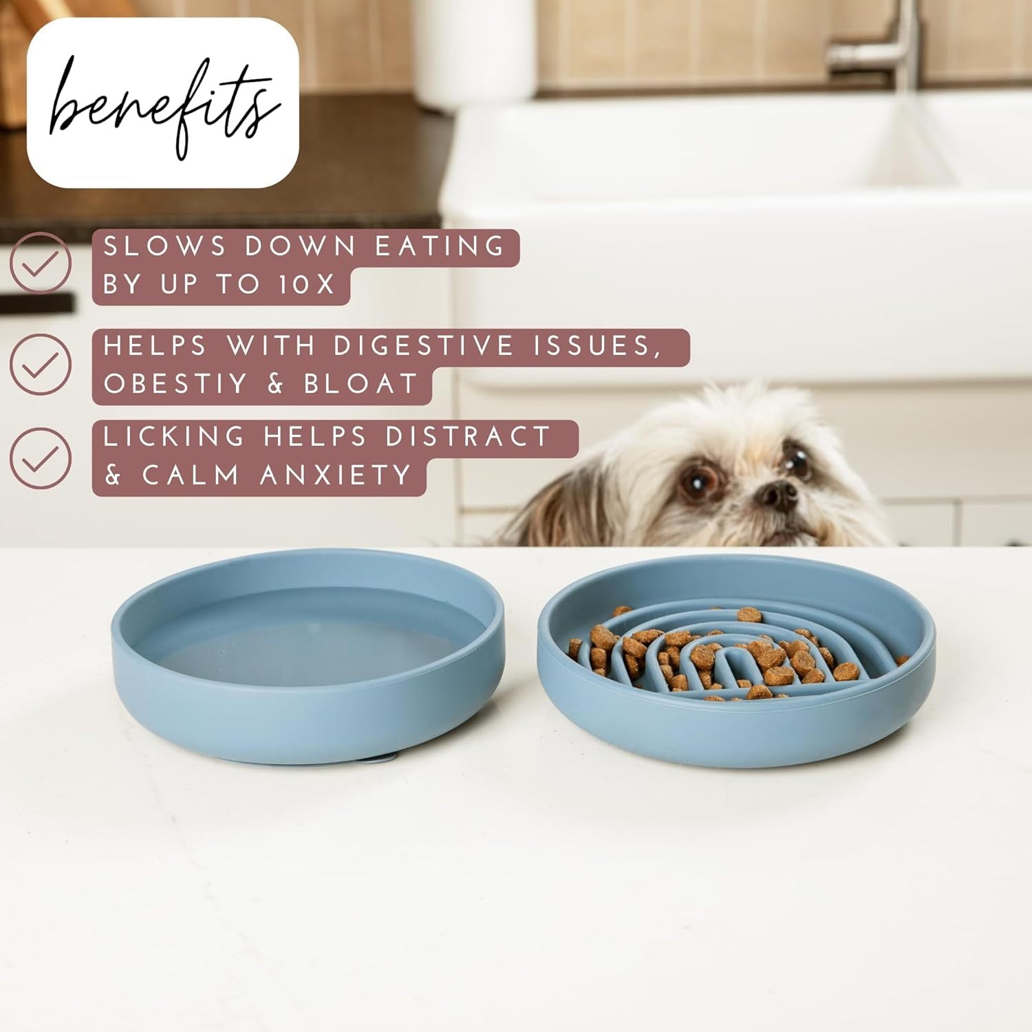 JMT-797706 Slow Feeding Silicone Bowl for Dogs and Puppies - Engaging Lick Mat Design that Reduces Gulping - Dishwasher Safe and Suitable for All Breeds - Promotes Better Digestion