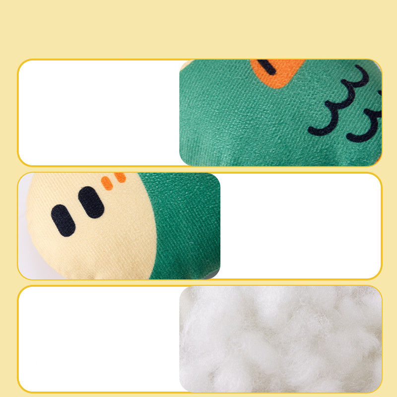 JMT-798026 Interactive Plush Chew Toy for Dogs - Squeaky Wear-Resistant Puffhead Fish Teeth Cleaning Toy