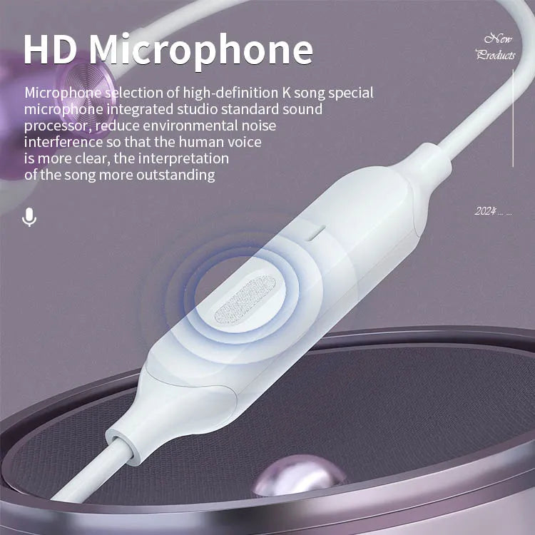JMT-798538 Voice Changing Microphone for Live Broadcasting and K-Songs - Wired In-Ear Headphones for Singing and Gaming