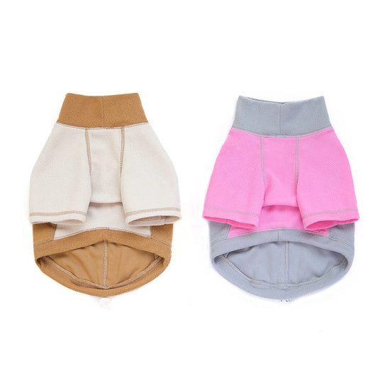 JMT-798666 Fleece Dog Clothes with Adjustable Pig Nose Button - Two-Legged Casual Apparel for Pets in Brown, Gray, and Pink