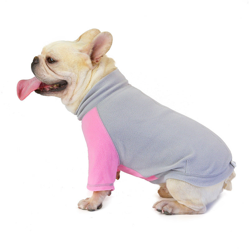 JMT-798666 Fleece Dog Clothes with Adjustable Pig Nose Button - Two-Legged Casual Apparel for Pets in Brown, Gray, and Pink