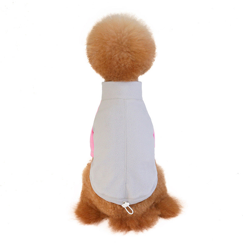 JMT-798666 Fleece Dog Clothes with Adjustable Pig Nose Button - Two-Legged Casual Apparel for Pets in Brown, Gray, and Pink