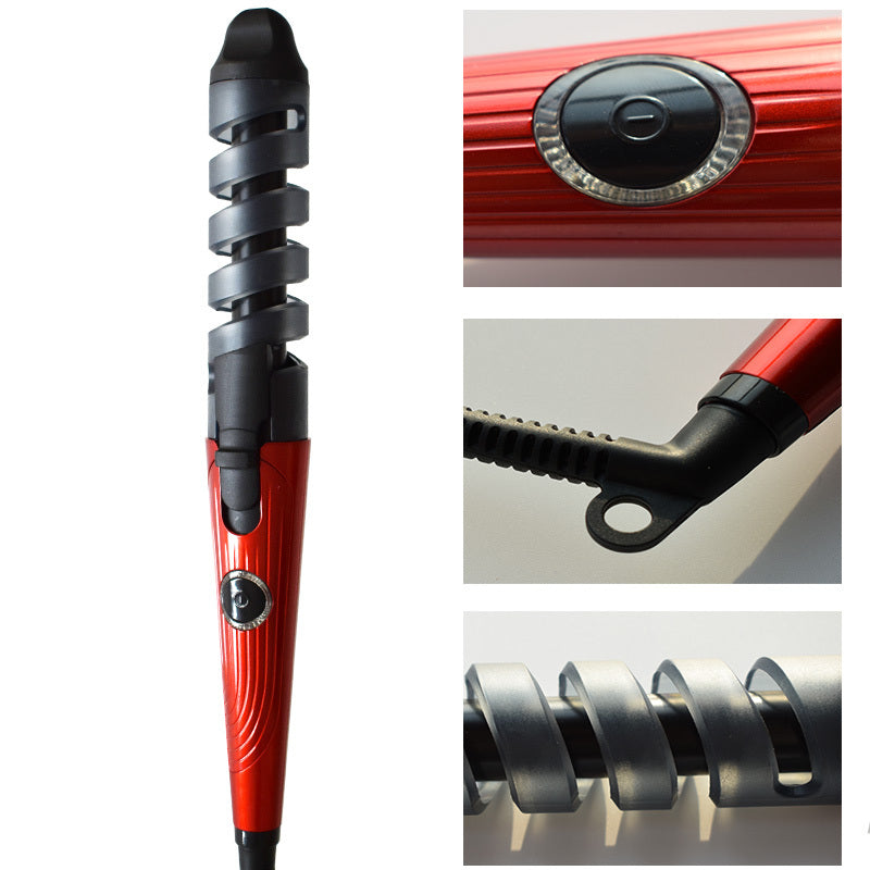 JMT-799178 Magic Spiral Curling Iron with Anion Hair Care, Anti-Scald and 40W Power - Model XD-178 in Red