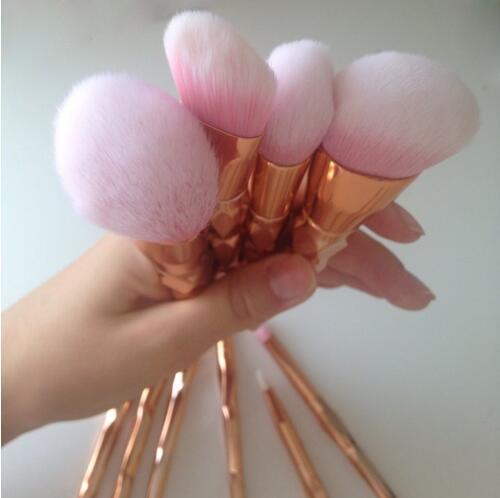 JMT-799306 Mermaid Fishtail Diamond Makeup Brush Set - 11 Piece Rainbow Cosmetic Brush Collection