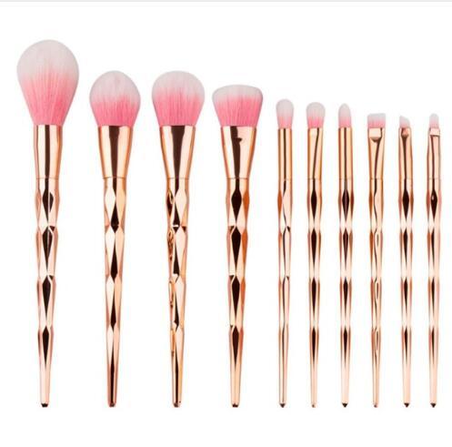 JMT-799306 Mermaid Fishtail Diamond Makeup Brush Set - 11 Piece Rainbow Cosmetic Brush Collection