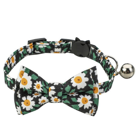 JMT-799690 Floral Cotton Cat Collar with Detachable Bow and Bell - Multiple Colors Available